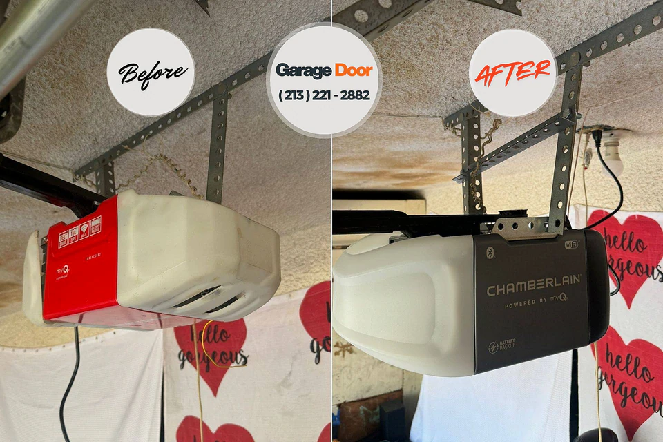 Before and after: garage door repair Lodi, NJ